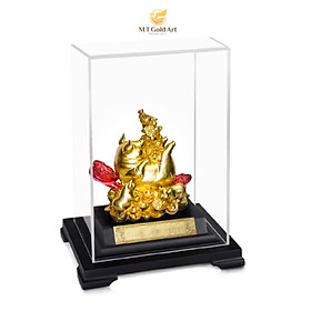 Tượng heo gậy như ý dát vàng(17x14x22 cm) MT Gold Art- Hàng chính hãng, trang trí nhà cửa, phòng làm việc, quà tặng sếp, đối tác, khách hàng, tân gia, khai trương 