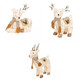 3Pcs Christmas Reindeer Stuffed Animal Creative Plush Elk Office Home Decor