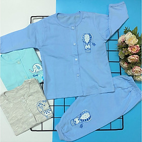 Combo 3 bộ áo quần sơ sinh tay dài cài nút giữa màu THT-TomTom Baby, chất vải cotton 100% mềm, mịn,