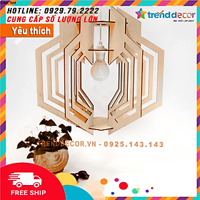 Đèn Gỗ Thả Trần Hình Học Đèn gỗ thả trần gia công trang trí nhà và decor quán cafe bền đẹp, độc, lạ hiện đại TRENDDECOR