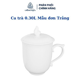 Ca Trà Sứ Minh Long 0.30 L Mẫu Đơn Trắng có nắp đậy hàng đẹp, cao cấp, sang trọng