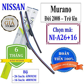Bộ 2 thanh gạt nước mưa ô tô, xe hơi chất liệu Nano xương mềm dành cho các dòng xe Nissan
