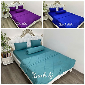 Bộ chăn drap gối thun Hàn Quốc loại 1 có mền 5 món ( 1 drap + 1 chăn chần bông + 3 áo gối) HOẶC mền lẻ