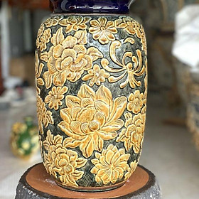 Mua Bình hoa khắc nổi phun men hoàng thổ