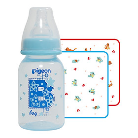 Combo Bình Sữa Pigeon PP Cao Cấp Cho Bé Trai (120ml) + Khăn Sữa Pokemon (2 Cái/Hộp)