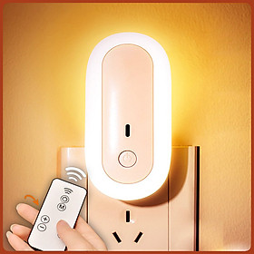 Đèn ngủ Oval cắm điện 10 cấp độ sáng có remote - đèn ngủ thông minh - hẹn giờ - 2 cổng USB sạc nhanh hàng nhập khẩu