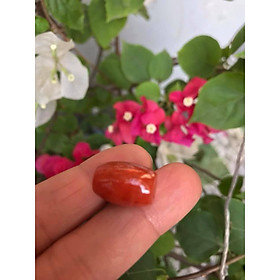 HẠT LU ĐÁ CẨM THẠCH TỰ NHIÊN ĐỎ CAM BÓNG ĐẸP LÀM MẶT DÂY CHUYỀN và PHỐI VÒNG TAY NỮ MỆNH HỎA THỔ Size HẠT LU Dài 16mm x dầy 12mm