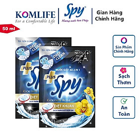 Túi nước giặt 50ml SPY DEEP CLEAN PLUS khử mùi diệt khuẩn, sạch sâu, thơm lâu giúp làm mềm vải