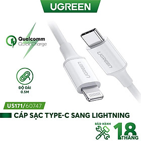 Cáp sạc nhanh mfi usbc ra us171 pd 18w cho ip 8 đến iphone 12 - hàng chính hãng - bảo hành 18 tháng