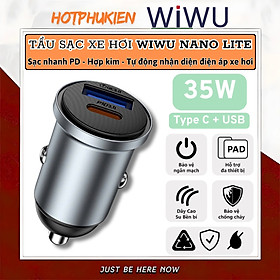 Mua Tẩu củ sạc nhanh 35W cho xe hơi ô tô PD3.0 Type- C + USB-A QC3.0 hiệu WIWU Nano Lite cho iphone 17 16 15 14 13 12 iPad Vivo Oppo samsung cho Macbook - hàng nhập khẩu