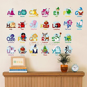 Decal dán tường bảng chữ cái tiếng anh động vật