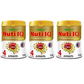 Bộ 3 Lon Sữa Bột Nutifood Nuti IQ Gold Step 4 (900g) – DD giúp phát triển trí não (Cho bé 2-6 tuổi)