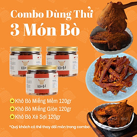 Combo Dùng Thử | 3 Loại Khô Bò 120gr | Kha Gồ | Ăn vặt văn phòng, Quà tặng, Du lịch, Đặc sản món ngon Sài Gòn