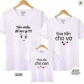 Áo gia đình 3/4/5 người dễ thương Đồng phục gia đình giá rẻ Thun cotton đủ size Màu trắng GD329T