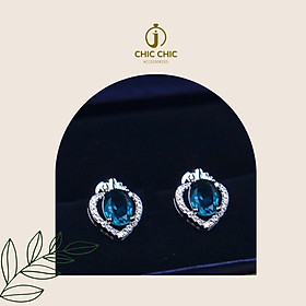 Bông Tai Nữ Đẹp Cá Tính Hình Vương Miệng Trái Tim Đính Đá Zircon Siêu Lấp Lánh | Bông Tai Chic Chic A76