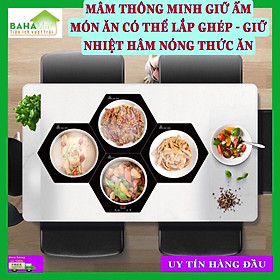 MÂM THÔNG MINH GIỮ ẤM MÓN ĂN CÓ THỂ LẮP GHÉP - GIỮ NHIỆT HÂM NÓNG THỨC ĂN mâm 4 được thiết kế dạng ghép nối