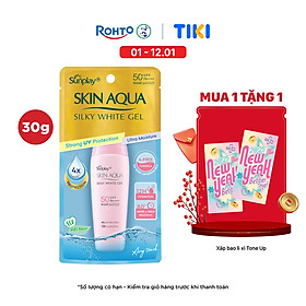 Kem chống nắng Skin Aqua dưỡng trắng & dưỡng ẩm, dùng hàng ngày dạng gel Sunplay Skin Aqua Silky White Gel Eco Việt Nam SPF 50, PA++++ 30g