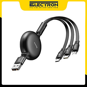 Mua Cáp sạc dây rút Baseus Little Octopus LV389 tích hợp 3 đầu Type C / Micro USB/ Lightning (3A   1M) - Hàng Chính Hãng