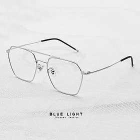 Kính Giả Cận, Gọng Kính Cận Nam Nữ Mắt Vuông Gọng Bạc Không Độ Hàn Quốc - BLUE LIGHT SHOP