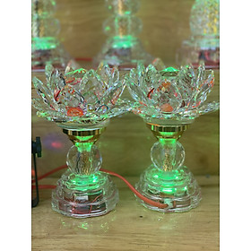 Mua Đèn pha lê cao cấp hoa sen PL 050 thờ cúng  phụ kiện bàn thờ Phật (1 cặp)
