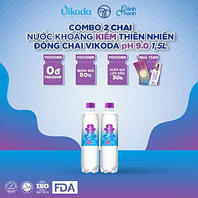 Lốc 2 chai Nước Khoáng Kiềm Thiên Nhiên Vikoda 1.5L