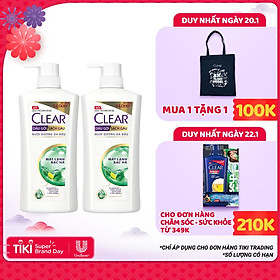 Combo 02 Dầu Gội Hỗ Trợ Trị Gàu Clear Mát Lạnh Bạc Hà 880g