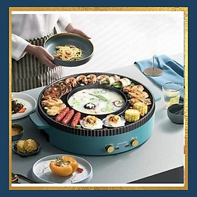 Mua  Hàng Cao Cấp  Nồi Lẩu Nướng Tròn Nineshield 2in1 Công Suất Cực Đại 1200w  Kb-518  