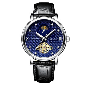 
Đồng hồ TEVISE T612cơ tự động Hiển thị thời gian Mặt trăng pha Thời trang Thông thường Dây đeo tay dạ quang-Màu xanh dương