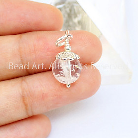 Mặt Dây Chuyền Đá Ưu Linh Hoa Tuyết Trắng Thiên Nhiên Và Bạc 925, Trang Sức Phong Thuỷ, Mệnh Kim, Thủy - Bead Art