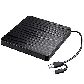 Ổ đĩa USB3.0 + Type-C di động hai đầu CD / DVD bên ngoài siêu mỏng cho Windows / Mac