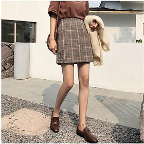 Chân váy ngắn caro nâu VN21