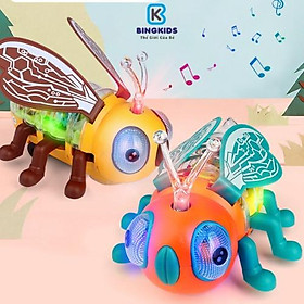 Đồ chơi Robot chạy pin chú ong vàng di chuyển gấp cánh hiệu ứng âm thanh ánh sáng