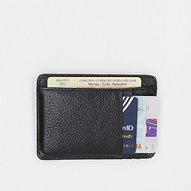 Vi Mini Đựng Thẻ Cardholder Da Thật Cao Cấp Saffiano - Genuine Leather Chống Thấm Nước Unisex Nam Nữ Nhiều Màu AaaJeans - Saffiano02 - Đen