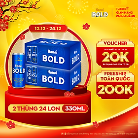 Combo 2 Thùng Bia Hanoi BOLD - Thùng 24 lon 330ml