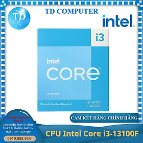 Hình ảnh CPU Intel Core i3 13100F ~ 3.4GHz (không có GPU Socket 1700, 4 nhân 8 luồng 12Mb) - Hàng chính hãng FPT phân phối