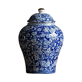 Ceramic Ginger Jar Glazed Hand Painted Asian Decor Multi Purpose Home Decor  Porcelain Jar