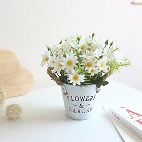 Hoa giả trong chậu, 11 x 20 cm, trong nhà, ngoài trời, cây giả, cúc, hoa giả, trang trí bàn, đám cưới, giáng sinh, phòng khách, ban công, phòng ngủ, phòng tắm