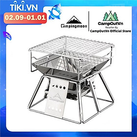 Bếp nướng cắm trại campingmoon campoutvn bếp campingmoon cắm trại du lịch bếp than inox x-mini A250