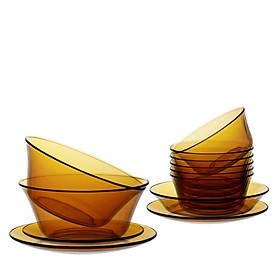 Bộ bàn ăn 12 món thủy tinh cường lực Pháp Duralex Lys ( Vàng Amber/ Xanh Saphir/ Xanh Marine/ Nâu khói Creole)