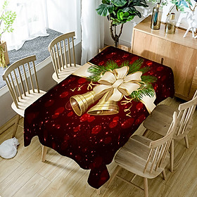 Home Christmas Bell 3D Printed Pattern Rectangular Tablecloths Party Picnic Dustproof Table Cover Tea Machine Cloth Bedside Cabinet Mat