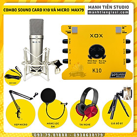 Mua Bộ Combo livestream Micro Max 79 + Sound card XOX K10 jubilee - Kèm full phụ kiện kẹp micro  màng lọc  tai nghe chụp tai  giá đỡ điện thoại - Thu âm  livestream  karaoke online chuyên nghiệp trên cả điện thoại lẫn máy tính - Hàng nhập khẩu