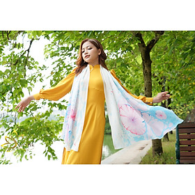 Khăn Lụa Tơ Tằm Thủy Ấn Vẽ Tay Hoa Sen Xanh – SenSilk, Khăn Choàng Đẳng Cấp
