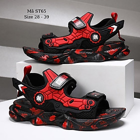 Giày sandal bé trai siêu nhân spiderman đỏ đen thể thao mang êm chống trơn
