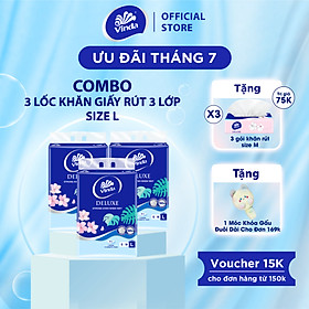 Khăn giấy rút cao cấp Vinda Deluxe 3 lớp 110 tờ size L (4 Gói)