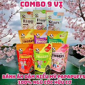 COMBO 9 VỊ BÁNH ĂN DẶM PAPAFOOD PAPAPUFFS - 100% Ngũ Cốc Hữu Cơ