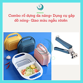 Mua Combo Rổ gấp gọn 2 ngăn đa năng+ Dụng cụ gấp đồ nóng- Giao màu ngẫu nhiên
