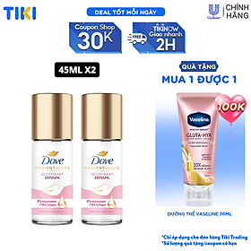 Combo 2 Lăn ngăn mùi tinh chất serum cao cấp Dove dành cho nữ với 3% Niacinamide dưỡng da sáng mịn đều màu 45ml