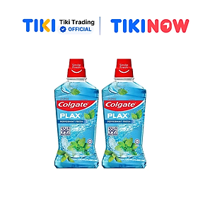 Bộ đôi nước súc miệng Colgate diệt 99% vi khuẩn Plax bạc hà 500ml/chai