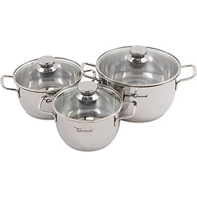 Bộ Nồi Inox You Cook 3 Đáy Thân Côn 18-20-24cm