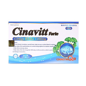 Hoạt huyết dưỡng não Cinavitt Forte Ginkgo Biloba 1200mg giảm đau đầu, hoa mắt, chóng mặt, rối loạn tiền đình Hộp 30 viên